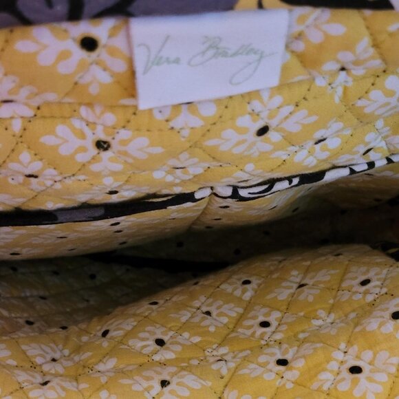 Vera Bradley Yellow and Black Paisley Print backpack with multiple pockets - Picture 5 of 6